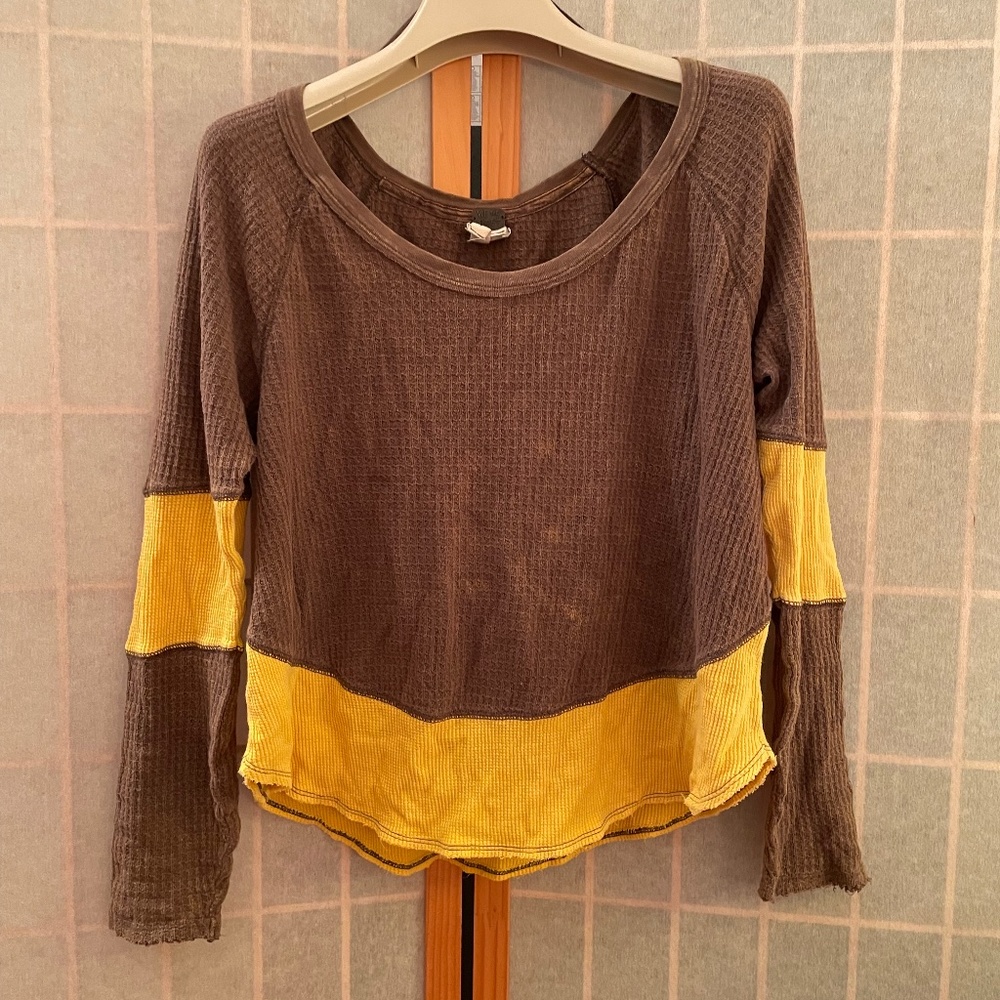 Free People We the Free brown and yellow top, XS